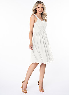 Azazie Angie Bridesmaid Dresses White A-Line Corset Chiffon Dress image4