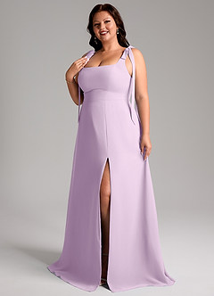 Azazie Debra Bridesmaid Dresses Frosted Lilac A-Line with Pockets Chiffon Convertible Dress image11