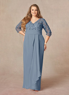 Azazie Joan Mother of the Bride Dresses Twilight Sheath V-Neck Lace Chiffon Dress image6