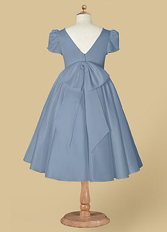 Azazie Juno Flower Girl Dresses Dusty Blue A-Line Sweetheart Neckline Matte Satin Dress image7