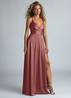 Azazie Davis Robes de demoiselle d'honneur Robe Trapèze en Satin extensible Plissée Améthyste image5