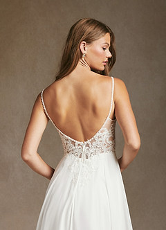 Azazie Nova Wedding Dresses Diamond White A-Line Sequins Chiffon Dress image2