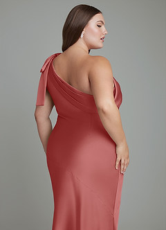 Azazie Yuanna Bridesmaid Dresses Antique Rose Mermaid One Shoulder Stretch Satin Dress image14