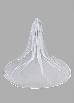 front Adeline Ribbon Cathedral Veil With Blusher