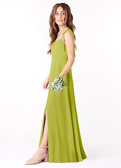 Azazie Rosey Junior Lemongrass A-Line Sweetheart Neckline Chiffon Dress image3