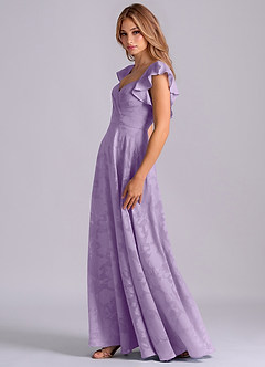 Azazie Leilani Robes de demoiselle d'honneur Robe Trapèze en Blumen-Burnout Encolure en Forme de Cœur Lilas image5