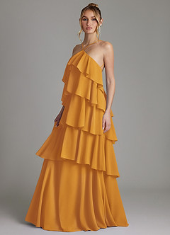 Azazie Deena Bridesmaid Dresses Butterscotch A-Line Ruched Chiffon Dress image5