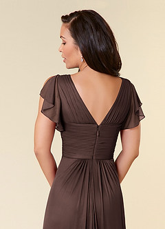 Azazie Reneya Final Sale Mulberry A-Line Pleated Mesh Dress image6