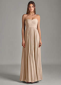 Azazie Chiana Abiti da Damigella Abito A-Line in Chiffon Senza Cinturino Taupe image5