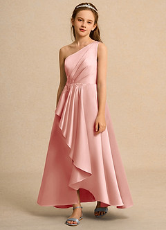 Azazie Taffy Junior Formal vestidos de niña de las flores Vestido de Rosetón de Satin Mate de Corte En A con Encaje image1