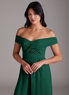 Azazie Lamara Bridesmaid Dresses Emerald Off the Shoulder Chiffon Convertible Jumpsuit image13