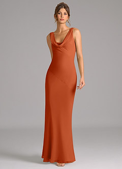 Azazie Rylina Bridesmaid Dresses Burnt Orange Mermaid Pleated Chiffon Dress image3