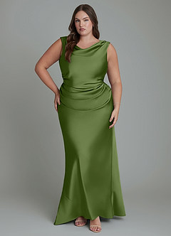Azazie Kieryn Bridesmaid Dresses Juniper Mermaid Pleated Stretch Satin Dress image7