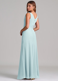 Azazie Nerine Brudtärnklänningar Klä av A-Linje i Chiffong Plisserad Havsglas image2