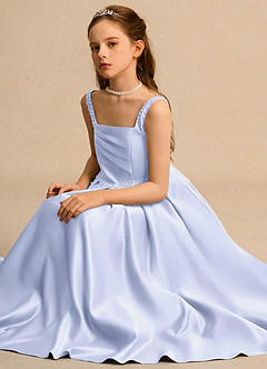 Azazie Mochi Girl vestidos de niña de las flores Vestido de Lavanda de Satin Mate de Princesa con Plisado image3