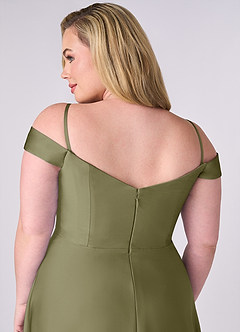 Barbie ♥ Azazie Bridesmaid Dresses Pistachio A-Line Off the Shoulder Stretch Satin Convertible Dress image10