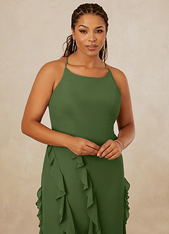 Christian Siriano Bridal for Azazie 1006 Bridesmaid Dresses Olive Mermaid Ruched Chiffon Dress image14