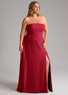 Azazie Wren Bridesmaid Dresses Scarlet A-Line Side Slit Chiffon Convertible Dress image12