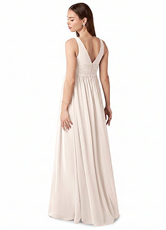 Azazie Yetta Maternity Bridesmaid Dresses A-Line V-Neck Gathered Chiffon Floor-Length Dress image5