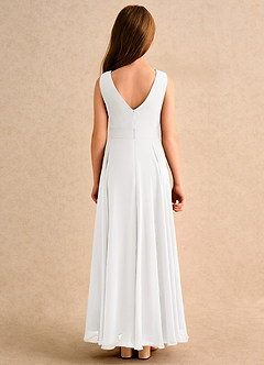 Azazie Wonderland Girls Formal Flower Girl Dresses Ivory A-Line Pleated Chiffon Dress image2