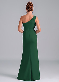 Azazie Rinna Jurken voor bruidsmeisjes Jurk van Chiffon met Zeemeermin One-Shoulder Donkergroen image2