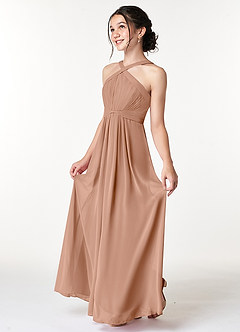 Azazie Anthea Junior Champagne Rose Pleated Chiffon Dress image4