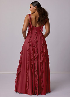Barbie ♥ Azazie Bridesmaid Dresses Pomegranate A-Line with Pockets Chiffon Dress image11