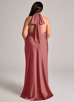 Azazie Velli Abiti da Damigella Abito Sirena in Raso Elasticizzato Collo Alto Rosa Antica image8