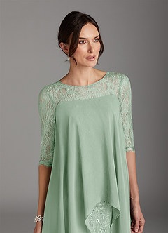 Azazie Flo Mother of the Bride Dresses Agave A-Line Lace Chiffon Dress image10