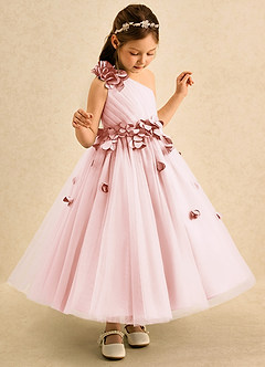 Azazie Strudel Flower Girl Klänningar Klä Balklänning i Tyll Ena axeln image1