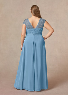 Azazie Star Mother of the Bride Dresses Steel Blue A-Line V-Neck sequins Chiffon Dress image7