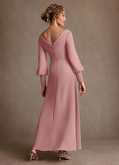 Azazie Paterson Mère de la mariée Robes Robe Trapèze en Mousseline de soie Plissé Rose Poussiéreuse image2