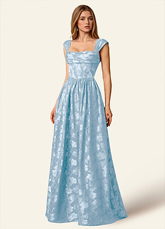 Briar Blu Polvere Abito da ballo lungo plissettato image7