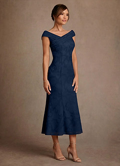 Azazie Keith Klänningar till brudens mor Klä Tubklänning i Blommig Utbrändhet Plisserad Mörk Marinblå image3