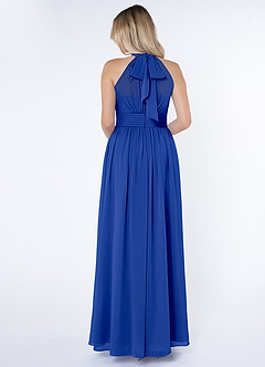 Azazie Iman Brautjungfernkleider A-Linie A-Linie Gerüscht Chiffon Kleid Königsblau image2