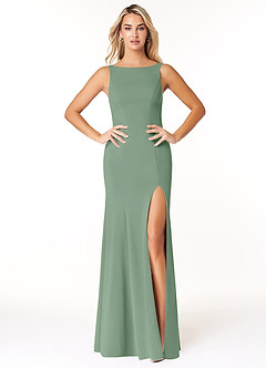 Azazie Rogue Bridesmaid Dresses Matcha Mermaid Scoop Side Slit Stretch Crepe Dress image1