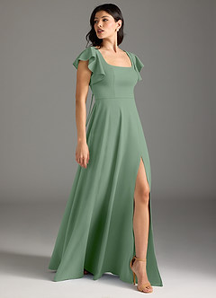 Azazie Bondi Brudtärnklänningar Klänning av A-Line i Stretch crepe Ruched Matcha image5