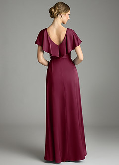 Azazie Lainey Bridesmaid Dresses Mulberry A-Line with Pockets Stretch Satin Dress image7
