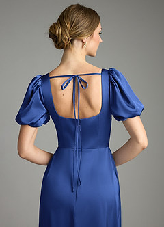 Azazie Fyona Suknie dla druhen Linia A Pofałdowany Satyna elastyczna Do ziemi Sukienka image8