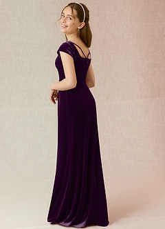 Azazie Gabi Junior Grape A-Line Velvet Dress image2
