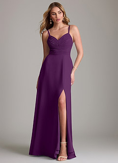 Azazie Terese Bridesmaid Dresses Grape A-Line Pleated Chiffon Dress image1