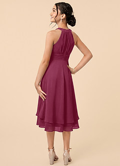 Azazie Linna Junior Mulberry A-Line Pleated Chiffon Dress image4