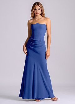 Azazie Debby Bridesmaid Dresses Royal Blue Mermaid Strapless Chiffon Dress image1