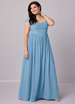Barbie ♥ Azazie Bridesmaid Dresses Steel Blue A-Line Corset Chiffon Dress image10
