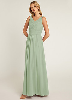 Azazie Pierrette Bridesmaid Dresses Dusty Sage A-Line Pleated Chiffon Dress image3