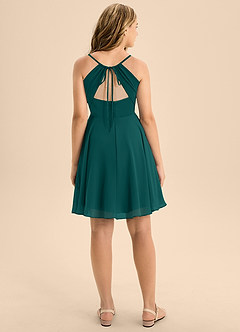 Azazie Avelina Junior Peacock A-Line Pleated Chiffon Dress image2
