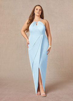 Azazie Hadid Kleider für die Brautmutter Etui Plissee Gittergewebe Kleid Himmelblau image7