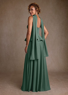 Azazie Josabeth vestidos de madre de la novia Vestido de Musgo Marino de Gasa de Corte en A con Plisado image6