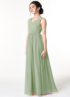 Azazie Sawyer Junior Dusty Sage A-Line Pleated Chiffon Dress image4
