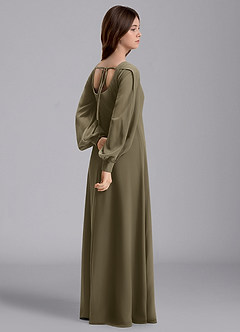 Azazie Bondi Junior Willow Green A-Line Blouson Chiffon Dress image6